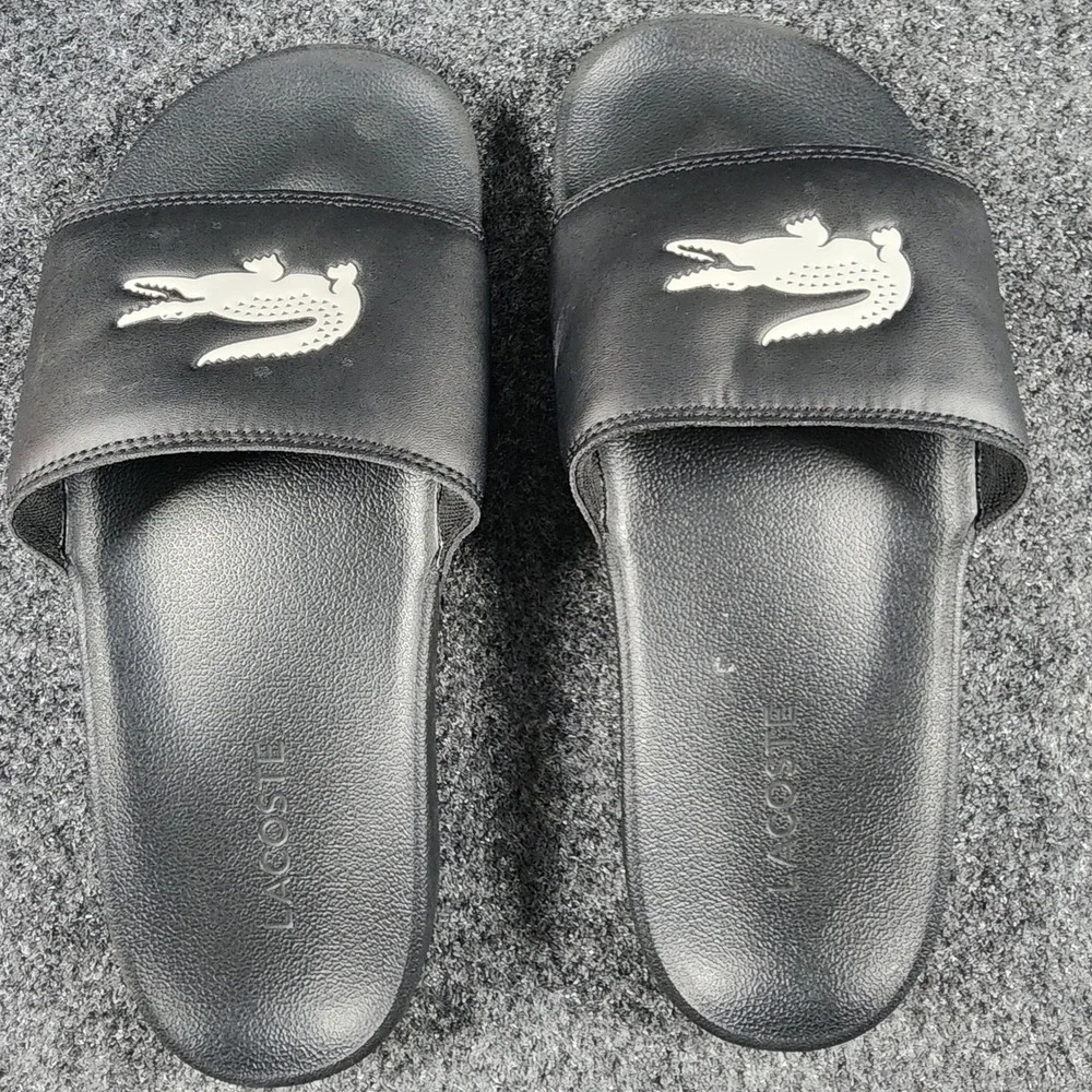 Lacoste Serve Slide Mens Size 9 Black White Logo Athletic Sandals 749CMA0041312